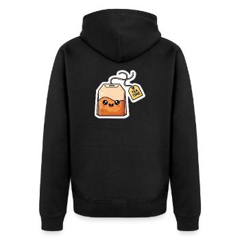 Kawaii Tea Bags Tea Time - Unisex Premium Organic Zip Hoodie - black - Back - Nico (187cm)