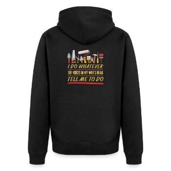 I_do_Anything_for_Wife_1 - Unisex Premium Organic Zip Hoodie - black - Back - Nico (187cm)