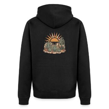 Boho Natur Kakteen - Unisex Premium Bio Zip Hoodie - Schwarz - Hinten - Nico (187cm)
