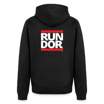 run - Unisex Premium Bio Zip Hoodie - Schwarz - Hinten - Nico (187cm)