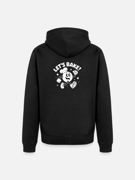 Let's Bake Cartoon Motif - Unisex Premium Organic Zip Hoodie - black