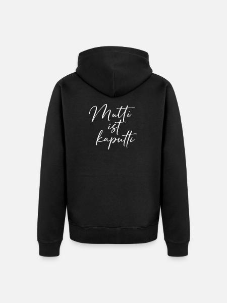 Mom is broken (white) / hand lettering design - Unisex Premium Organic Zip Hoodie - black