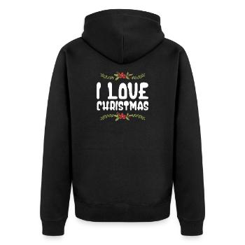 I love Christmas - Unisex Premium Organic Zip Hoodie - black - Back - Nico (187cm)