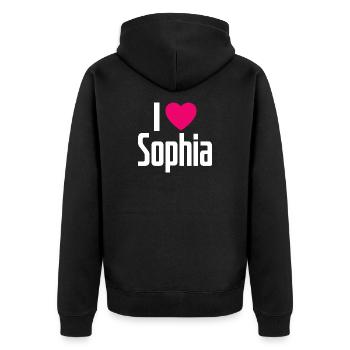 J’aime Sophia Pink Heart J’aime Sophia - Veste à capuche bio Premium Unisexe - noir - Dos - Nico (187cm)