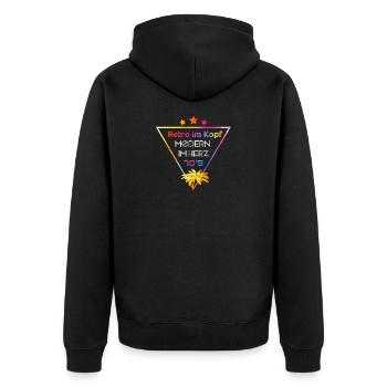 Retro in the head Modern in the heart 70s - Unisex Premium Organic Zip Hoodie - black - Back - Nico (187cm)