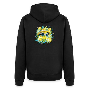 Sourire agrume avec chapeau et lunettes - Veste à capuche bio Premium Unisexe - noir - Dos - Nico (187cm)