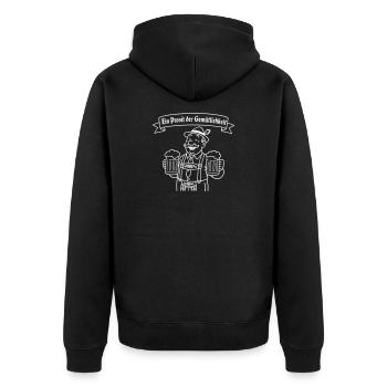 Herr Bier - Ein Prosit der Gemütlichkeit - Unisex Premium Bio Zip Hoodie - Schwarz - Hinten - Nico (187cm)