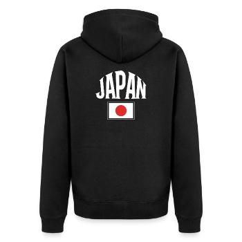 Japan - Unisex Premium Bio Zip Hoodie - Schwarz - Hinten - Nico (187cm)