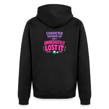 Anime-fangirl Schreit Anime-reaktion - Unisex Premium Bio Zip Hoodie - Schwarz - Hinten - Nico (187cm)