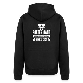 JGA Partnerlook Junggesellenabschied Bier Saufen - Unisex Premium Bio Zip Hoodie - Schwarz - Hinten - Nico (187cm)