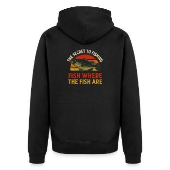 Le secret de la pêche : l’humour de la pêche à la pêche - Veste à capuche bio Premium Unisexe - noir - Dos - Nico (187cm)