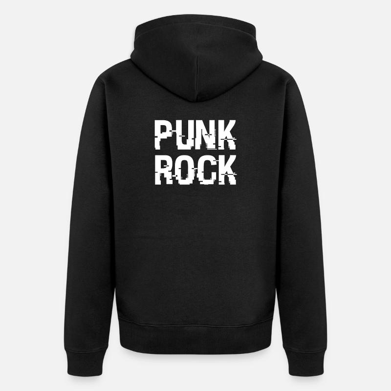 Punkrock Distressed Typografie - Unisex Premium Bio Zip Hoodie - Schwarz