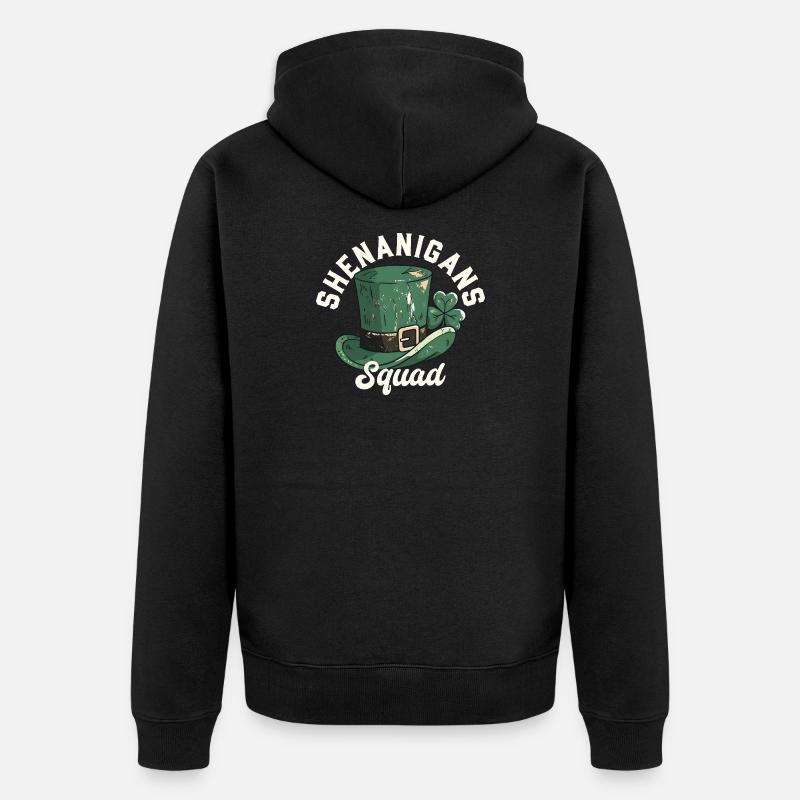 Shenanigans Squad Leprechaun-Hut - Unisex Premium Bio Zip Hoodie - Schwarz