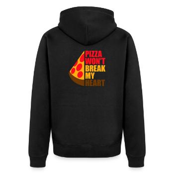 Pizza Won't Break My Heart Essen Liebe Humor - Unisex Premium Bio Zip Hoodie - Schwarz - Hinten - Nico (187cm)