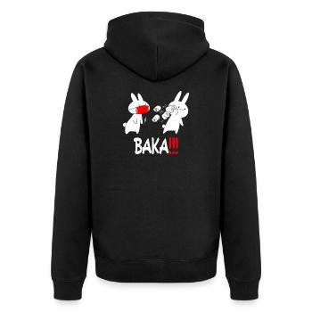 Baka Rabbit Slap Anime Lustiges Japanisches Otaku - Unisex Premium Bio Zip Hoodie - Schwarz - Hinten - Nico (187cm)