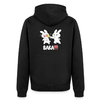 Baka Rabbit Slap Anime Lustiges Japanisches Otaku - Unisex Premium Bio Zip Hoodie - Schwarz - Hinten - Nico (187cm)
