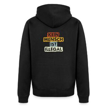 Kein Mensch ist illegal - Migration - Illegalität - Unisex Premium Bio Zip Hoodie - Schwarz - Hinten - Nico (187cm)