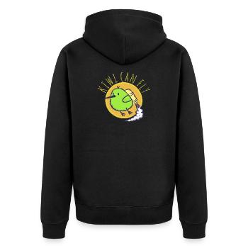 Kiwis können fliegen - Unisex Premium Bio Zip Hoodie - Schwarz - Hinten - Nico (187cm)