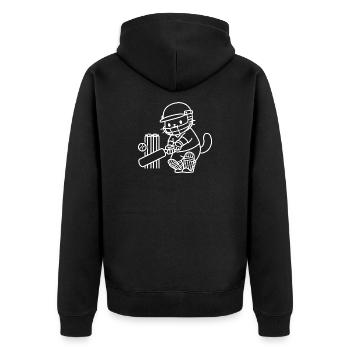 Kawaii Katze Cricket Spieler - Unisex Premium Bio Zip Hoodie - Schwarz - Hinten - Nico (187cm)