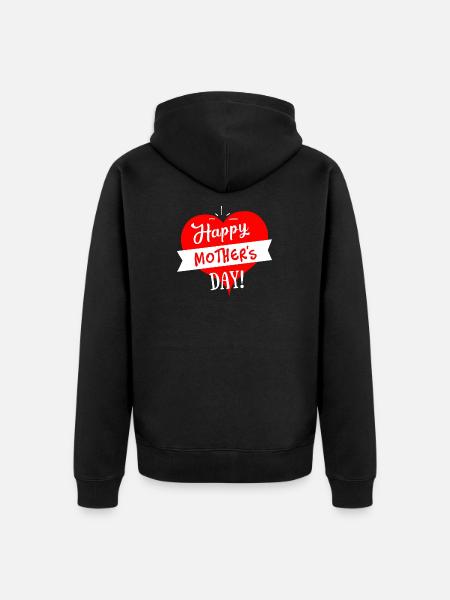 Happy Mothers Day Heart - White Red - Unisex Premium Organic Zip Hoodie - black