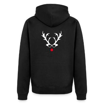 Rudolph mit Brille Silhouetten-Design - Unisex Premium Bio Zip Hoodie - Schwarz - Hinten - Nico (187cm)