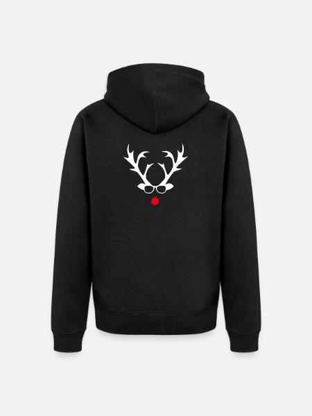 Rudolph with glasses silhouette design - Unisex Premium Organic Zip Hoodie - black