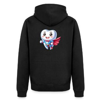 Dentist Superhero Tooth Teeth Hero Brushing Teeth - Unisex Premium Organic Zip Hoodie - black - Back - Nico (187cm)