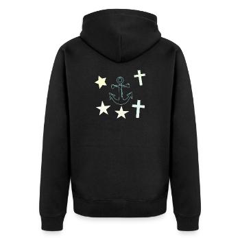 Chalk Nautik: Anchor Stars - Unisex Premium Organic Zip Hoodie - black - Back - Nico (187cm)