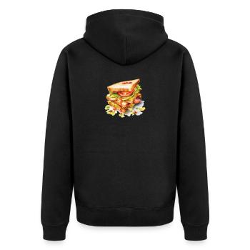 Triple toast sandwich motif - Unisex Premium Organic Zip Hoodie - black - Back - Nico (187cm)