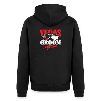 Vegas Groom Squad Bachelor Party Stag Crew - Unisex Premium Organic Zip Hoodie - black - Back - Nico (187cm)