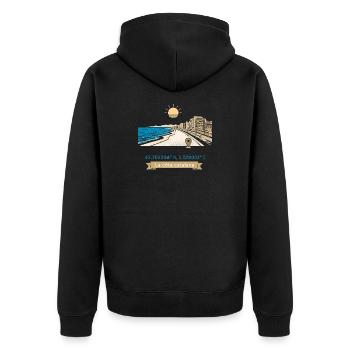 Canet en Roussillon - Promenade Méditerranéenne - Veste à capuche bio Premium Unisexe - noir - Dos - Nico (187cm)