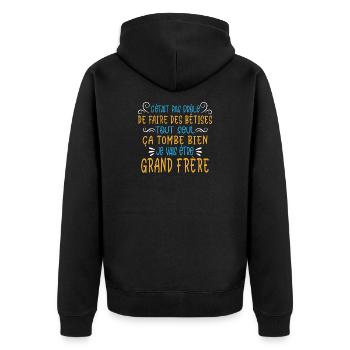 T-shirt Annonce Futur Grand Frère Humour - Veste à capuche bio Premium Unisexe - noir - Dos - Nico (187cm)