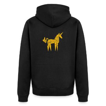 Origami Unicorn - Unisex Premium Organic Zip Hoodie - black - Back - Nico (187cm)