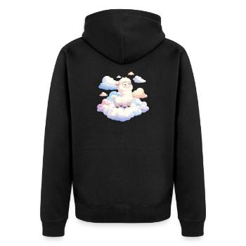 Agneau nuage dans la lumière du rêve - Veste à capuche bio Premium Unisexe - noir - Dos - Nico (187cm)