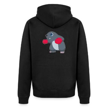Maulwurf Boxer Boxhandschuhe Boxen - Unisex Premium Bio Zip Hoodie - Schwarz - Hinten - Nico (187cm)