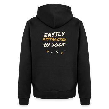 Easily Distracted By Dogs - Unisex Premium Organic Zip Hoodie - black - Back - Nico (187cm)