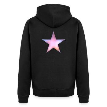 Stern - Unisex Premium Bio Zip Hoodie - Schwarz - Hinten - Nico (187cm)