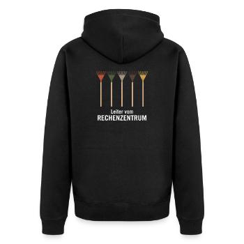 Leiter vom Rechenzentrum Gartenoutfit Gartenarbeit - Unisex Premium Bio Zip Hoodie - Schwarz - Hinten - Nico (187cm)