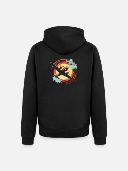 Flugzeug Illustration - Unisex Premium Bio Zip Hoodie - Schwarz