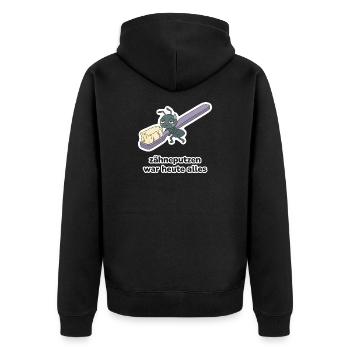 zähneputzen war heute alles – Ameise Meme - Unisex Premium Bio Zip Hoodie - Schwarz - Hinten - Nico (187cm)