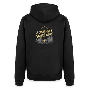 5 Milliarden Sterne Hotel - Unisex Premium Bio Zip Hoodie - Schwarz - Hinten - Nico (187cm)