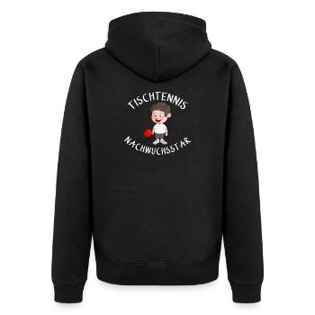 Tischtennisspieler Nachwuchs - Unisex Premium Bio Zip Hoodie - Schwarz - Hinten - Nico (187cm)
