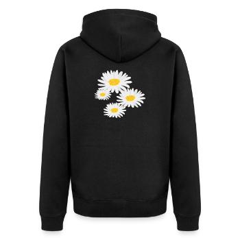 Blume Gänseblümchen - Unisex Premium Bio Zip Hoodie - Schwarz - Hinten - Nico (187cm)