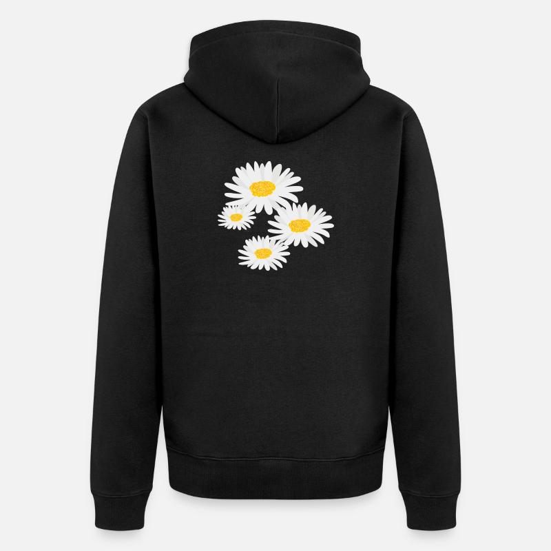 Blume Gänseblümchen - Unisex Premium Bio Zip Hoodie - Schwarz