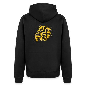 fußball soccer dresden löwe lion animals Tiere 53 - Unisex Premium Bio Zip Hoodie - Schwarz - Hinten - Nico (187cm)