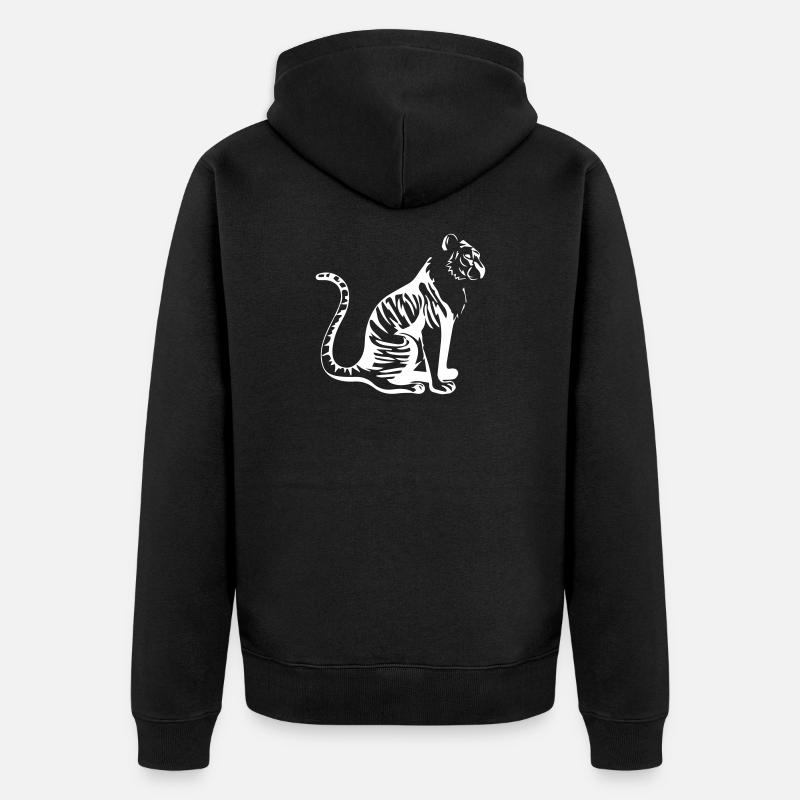 Eleganter Tiger Silhouette Design - Unisex Premium Bio Zip Hoodie - Schwarz