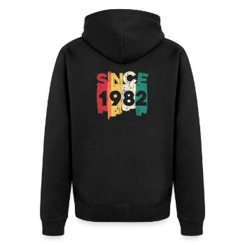 Seit 1982 Rainbow Brush - Unisex Premium Bio Zip Hoodie - Schwarz - Hinten - Nico (187cm)