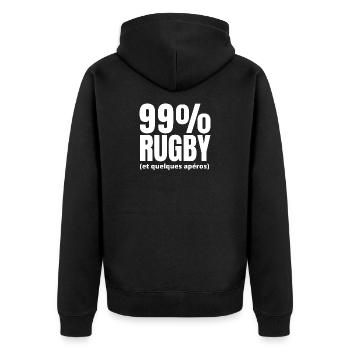 rugby, rugby sport, rugby humour - Veste à capuche bio Premium Unisexe - noir - Dos - Nico (187cm)