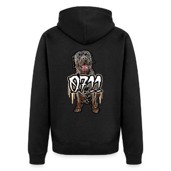Rottweiler 0711 - Unisex Premium Bio Zip Hoodie - Schwarz - Hinten - Nico (187cm)