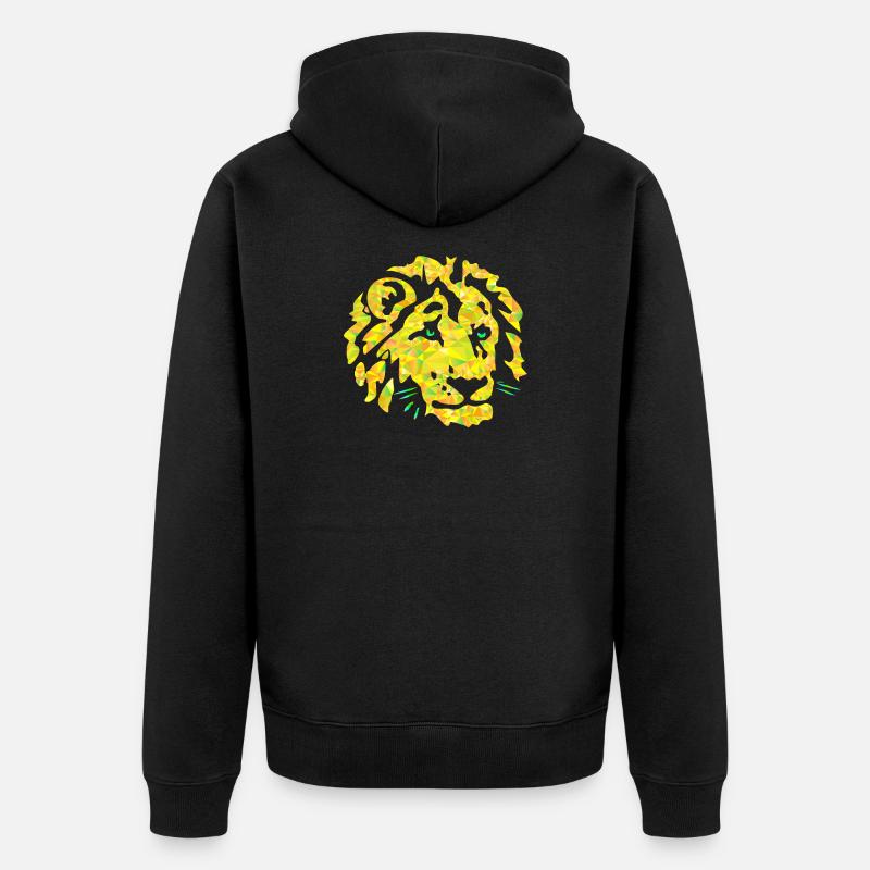 Polygon Löwe Kopf - Unisex Premium Bio Zip Hoodie - Schwarz